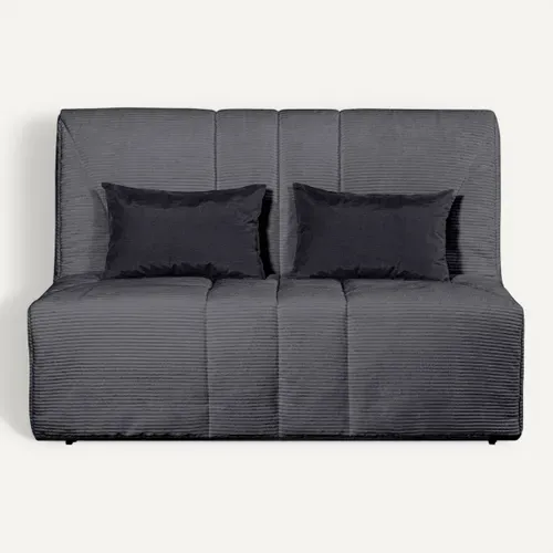 Banquette-lit BZ CARESSE tissu velours charbon vue de face
