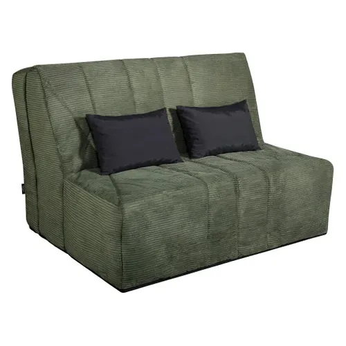 Banquette-lit BZ CARESSE tissu velours vert vue 3/4