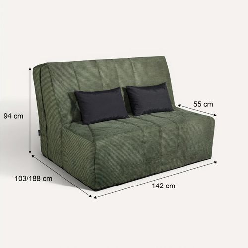 Banquette-lit BZ CARESSE tissu velours vert