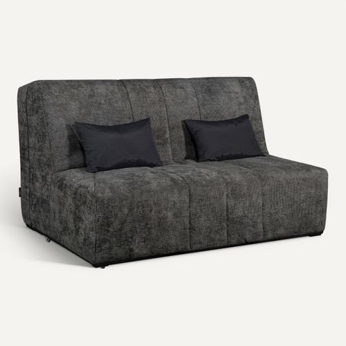 Banquette-lit BZ CARESSE tissu chenillé anthracite vue 3/4
