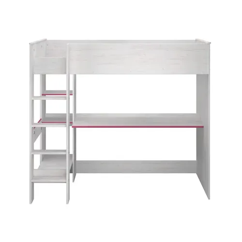 Lit Mezzanine 90x200 Cm Billy Avec Bureau Et Étagères De Rangement Blanc