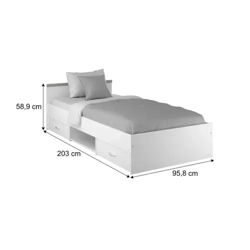 Lit 90x200 cm avec rangements NASHVILLE blanc