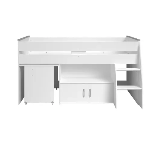 Lit combiné avec bureau 90x200 cm LOAN blanc vue de face