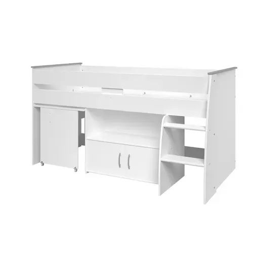 Lit combiné avec bureau 90x200 cm LOAN blanc vue de profil