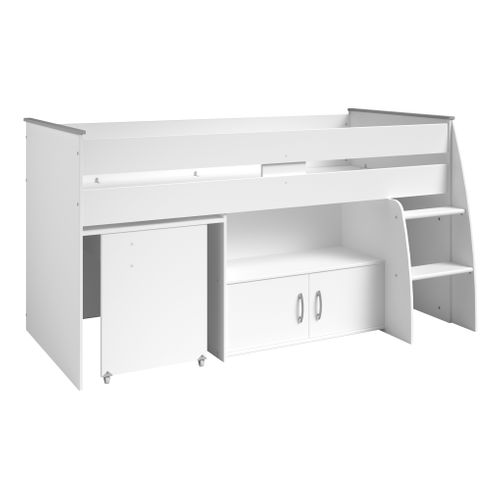 Lit combiné avec bureau 90x200 cm LOAN blanc vue 3/4