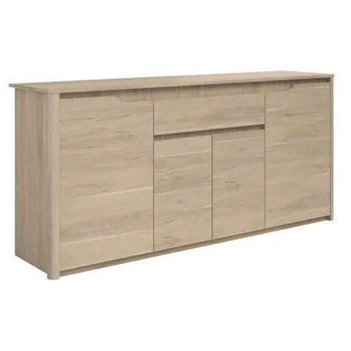 Buffet 4 portes 185 cm WENDY imitation chêne vue 3/4