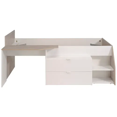 Lit 90x190/200 cm avec bureau intégré CODY blanc et gris