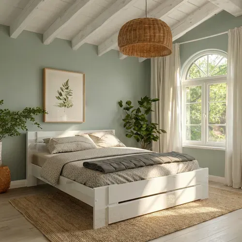 Lit 140X190 cm BIANCA blanc vue d'ambiance 1