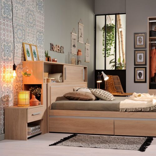 Chevet EKKO imitation chêne