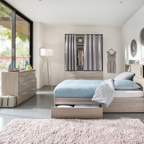 Commode 6 tiroirs EKKO imitation chêne