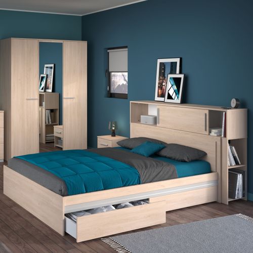 Lit 140x190 cm EKKO imitation chêne