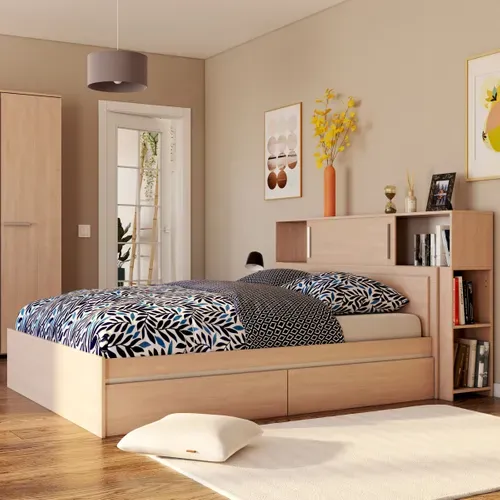 Lit 160x200 cm EKKO imitation chêne