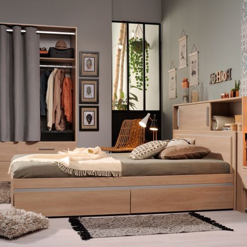 2 tiroirs de rangement EKKO imitation chêne