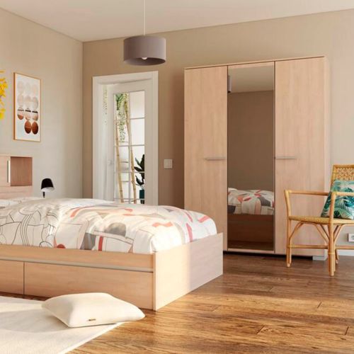 Armoire 3 portes L.139 cm EKKO imitation chêne