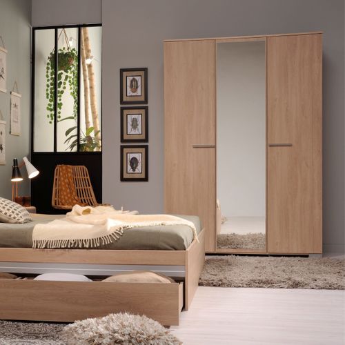 Armoire 3 portes L.139 cm EKKO imitation chêne