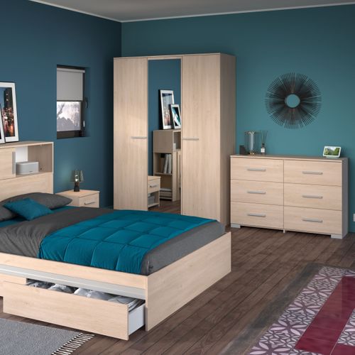 Armoire 3 portes L.139 cm EKKO imitation chêne