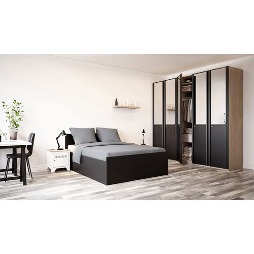 Porte L50 cm Atelier Extenso Noir/ Miroir