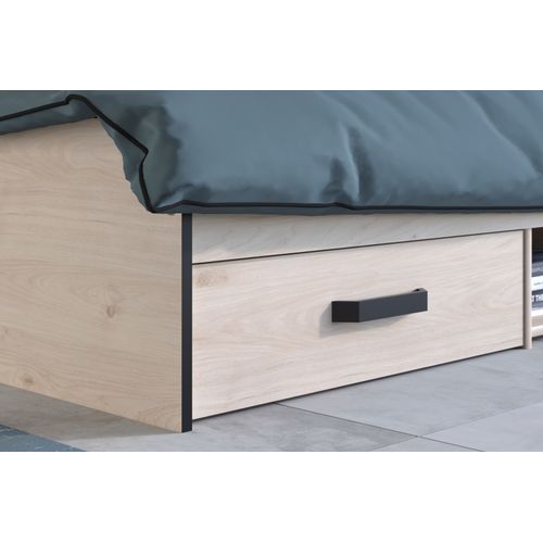 Lit 140x190 cm NASHVILLE imitation chêne et noir