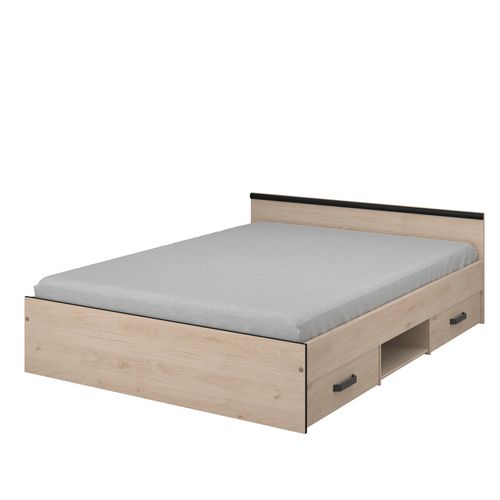 Lit 140x190 cm NASHVILLE imitation chêne et noir