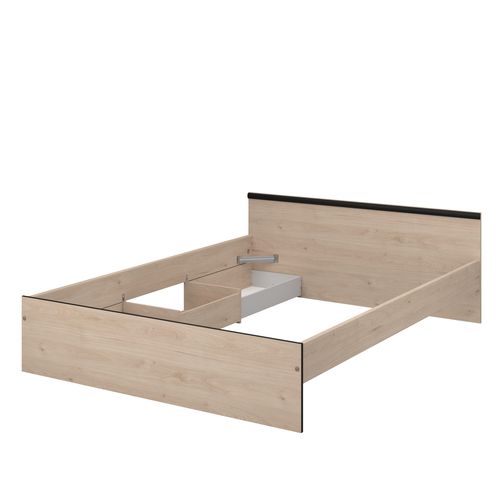 Lit 140x190 cm NASHVILLE imitation chêne et noir