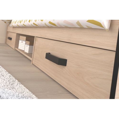 Lit 90x200 cm NASHVILLE imitation chêne et noir