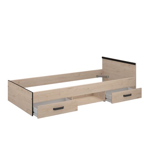 Lit 90x200 cm NASHVILLE imitation chêne et noir