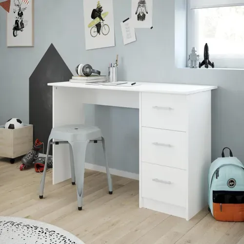 Bureau 3 tiroirs INDIRA Blanc vue d'ambiance 1