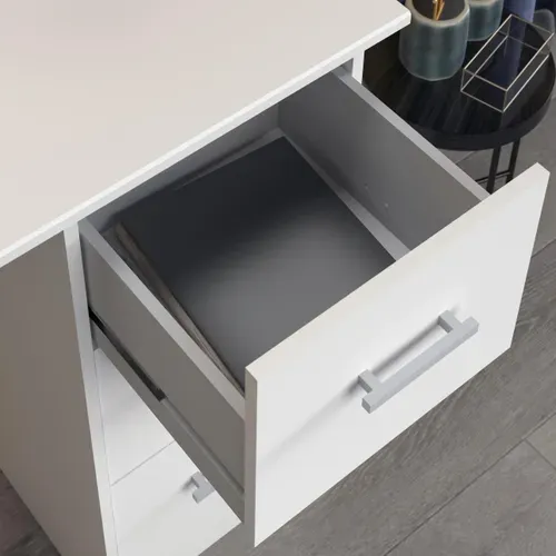 Bureau 3 tiroirs INDIRA Blanc vue détaillée