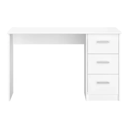 Bureau 3 tiroirs INDIRA Blanc vue de face