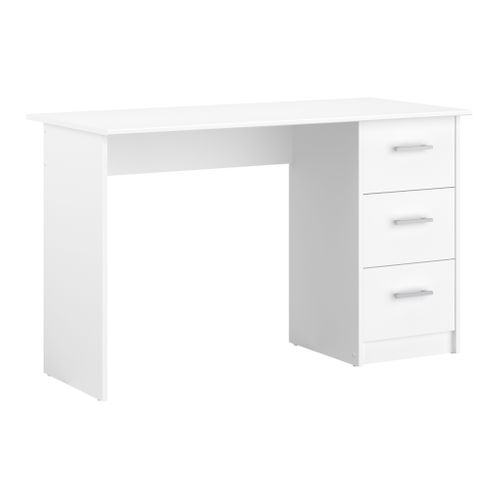 Bureau 3 tiroirs INDIRA Blanc vue 3/4