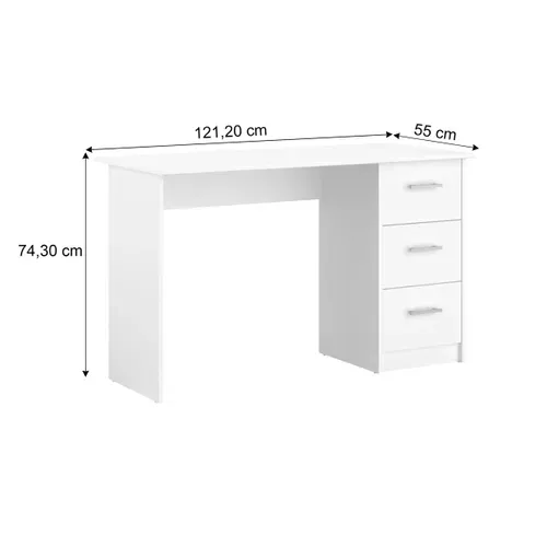 Bureau 3 tiroirs INDIRA Blanc
