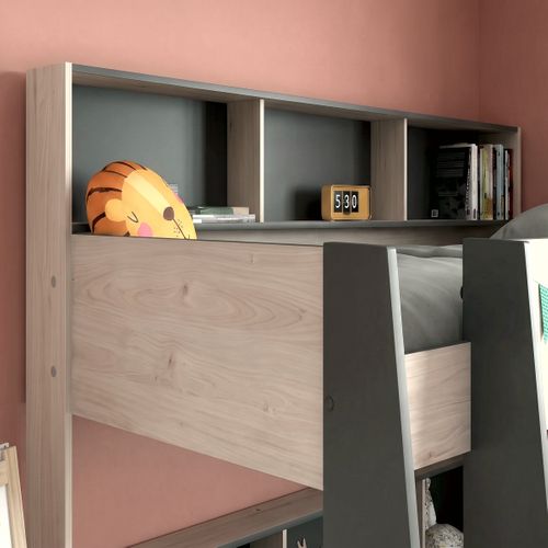 Lit superposé 2x90x200 cm et sommiers inclus CLEO imitation chêne et gris foncé
