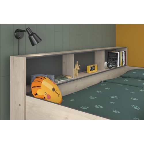 Lit superposé 2x90x200 cm et sommiers inclus CLEO imitation chêne et gris ombre