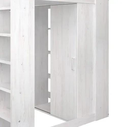 Lit mezzanine+bureau+penderie à porte coulissante HIGHER Blanc vue détaillée