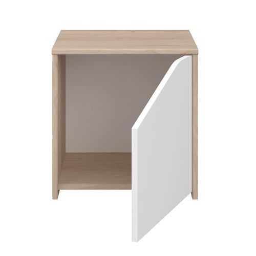 Chevet 1 porte SHELTER Imitation chêne et blanc