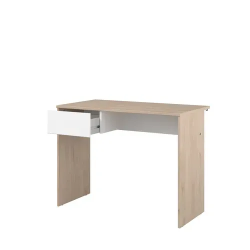 Bureau 1 tiroir SHELTER Imitation chêne et blanc