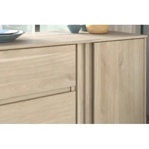 Commode 3 tiroirs 1 porte ESCALE imitation chêne vue détaillée