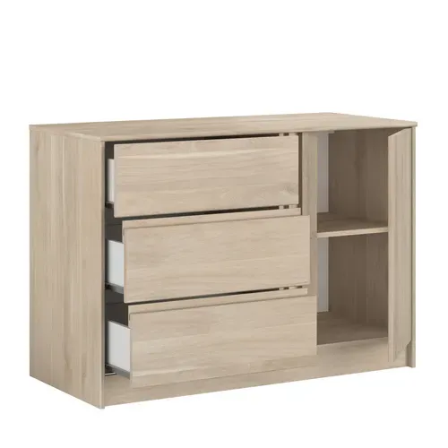 Commode 3 tiroirs 1 porte ESCALE imitation chêne