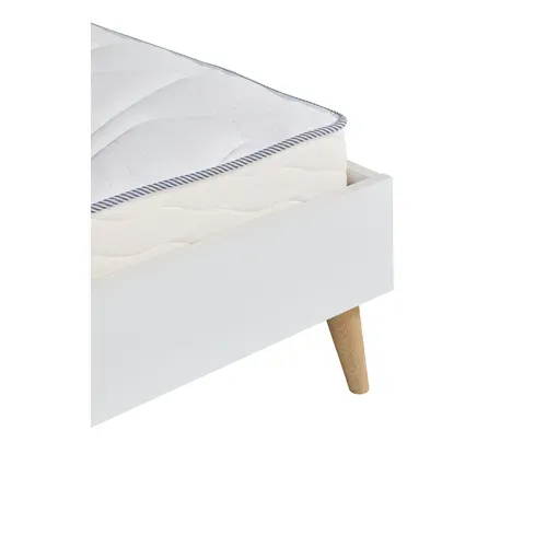 Lit 140x190 Cm Alborg Blanc Et Imitation Chêne