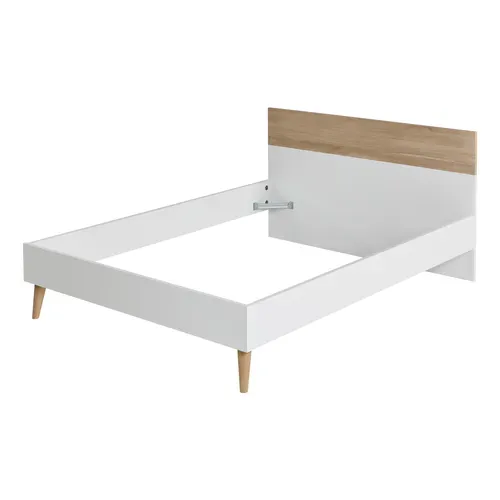 Lit 140x190 Cm Alborg Blanc Et Imitation Chêne