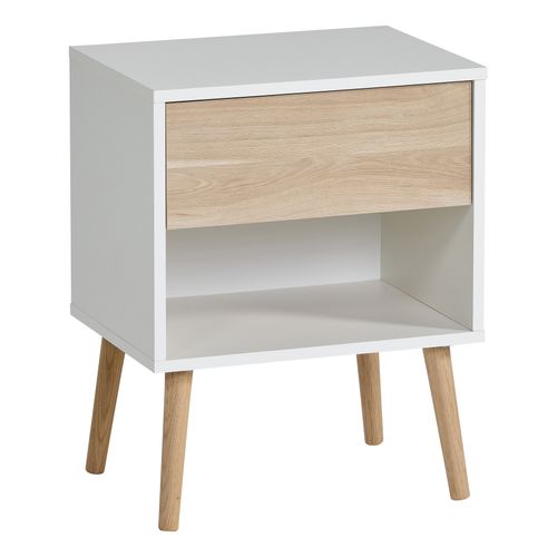 Chevet ALBORG blanc et imitation chêne