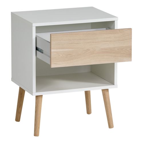 Chevet ALBORG blanc et imitation chêne