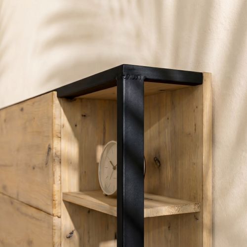 Tête de lit + 2 chevets 140/160 cm STAMP imitation chêne et noir