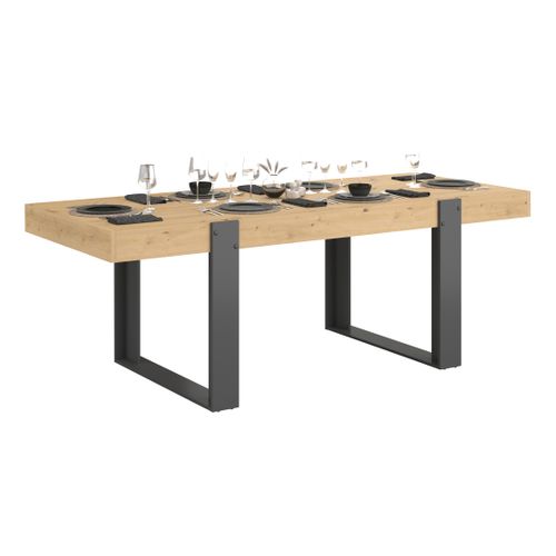 Table à manger L.223 cm STAN imitation chêne et gris