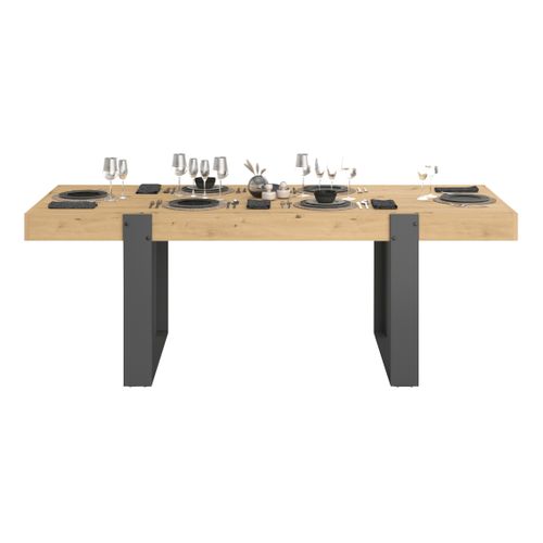 Table à manger L.223 cm STAN imitation chêne et gris