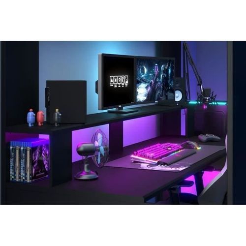 Lit mezzanine 90x200 cm ONLINE avec bureau, LEDS et double prise USB