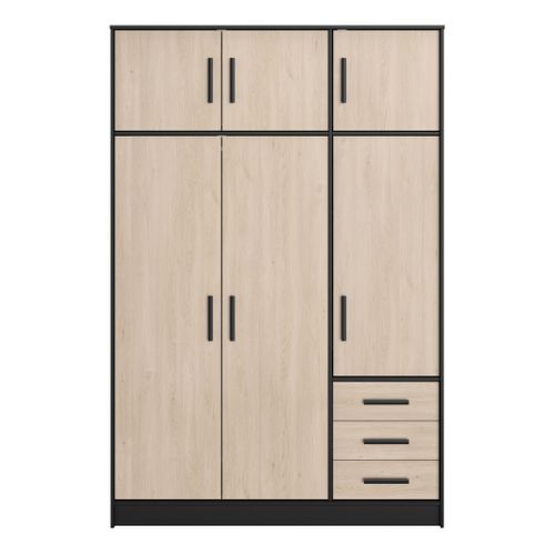 Armoire 6 portes 3 tiroirs STORY L.130 cm imitation chêne