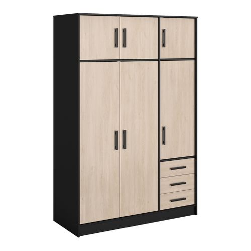 Armoire 6 portes 3 tiroirs STORY L.130 cm imitation chêne