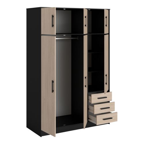 Armoire 6 portes 3 tiroirs STORY L.130 cm imitation chêne