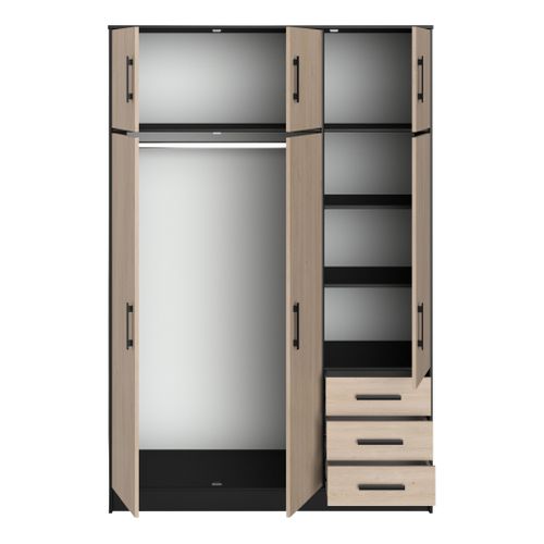Armoire 6 portes 3 tiroirs STORY L.130 cm imitation chêne